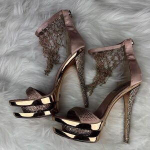 ZiGiny Black Label Rose Gold Platform Heels